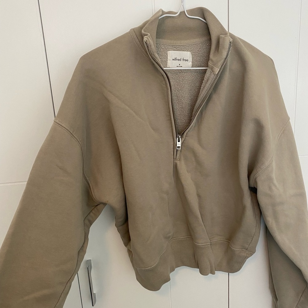 Wilfred Tan Half-Zip Sweatshirt